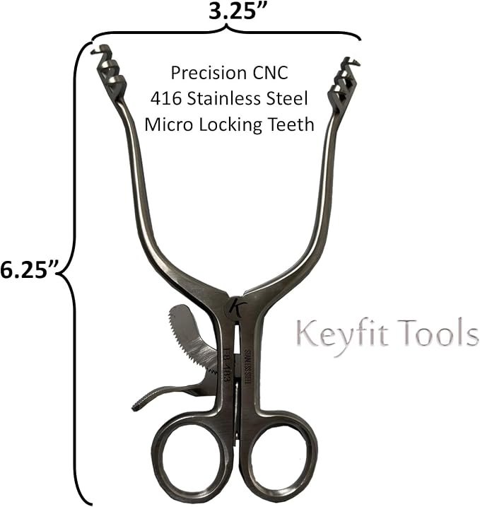 Keyfit Tools ClawJaw Spreader Pliers Reverse Locking Retraction Expansion Opener Retractor Clamp Forceps Industrial Scientific Fishing Veterinarian Tool 416 Stainless Steel