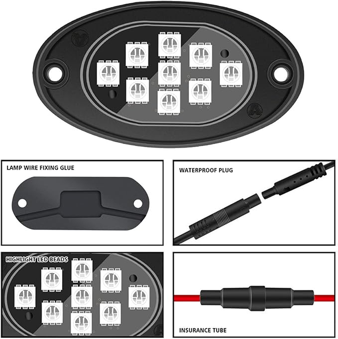20 Pods Led Rock Lights for Trucks, RGB LED High Brightness Multifunction Neon Underglow Kit Waterproof Car Light with APP/RF Control, Rock Lights for Pickup Off Road RZR SUV ATV UTV