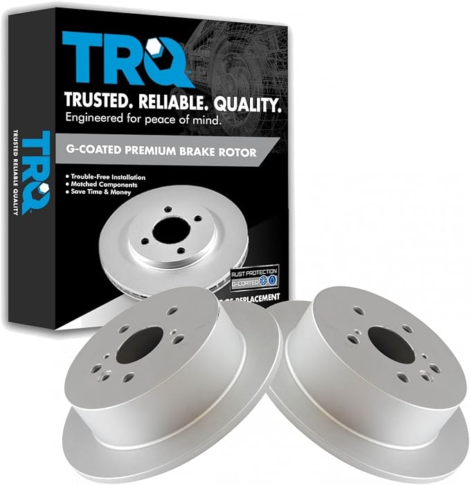 TRQ Rear Brake Rotor Set G Coated Solid Compatible with 2004-2006 Lexus RX330 2007-2009 RX350 2006-2008 RX400h 2004-2007 Toyota Highlander