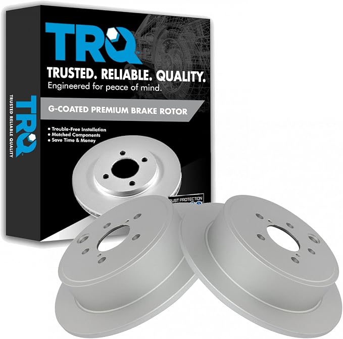 TRQ Rear Brake Rotor Set G Coated Solid Compatible with 2013-2015 Subaru BRZ 2009-2013 Forester 2008-2014 Impreza 2010-2014 Legacy Outback