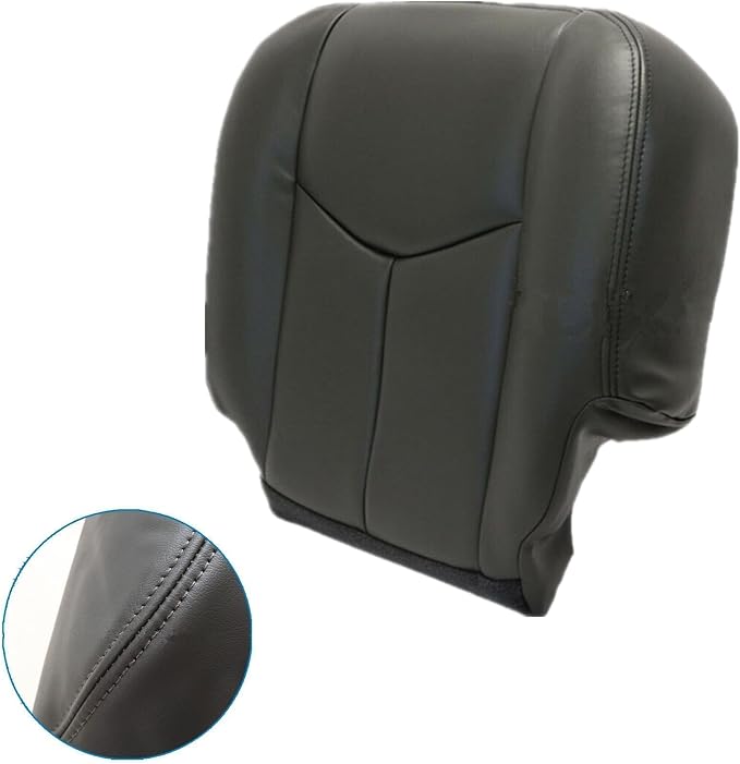 4pcs Driver & Passenger Side Bottom & Top Lean Back Leather Seat Covers Dark Gray #692 or 69i Compatible with Chevy GMC Silverado Avalanche Sierra Tahoe Suburban Yukon 2003 2004 2005 2006