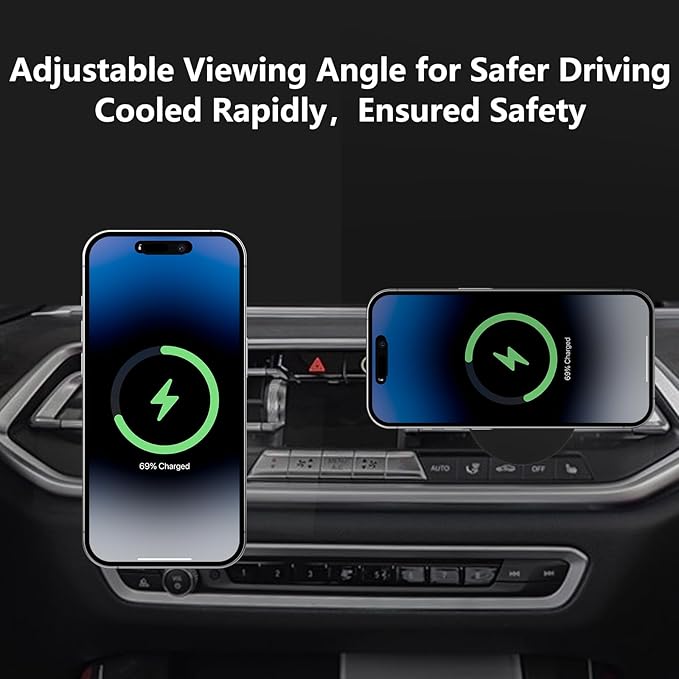 CLEC for BMW X5 2018-2023 X6 2020-2022 Magnetic Wireless Charger Car Phone Holder Mount Custom Fit for BMW X5 2018-2023 X6 2020-2022 15W Fast Charging Car Phone Holder Wireless Charger
