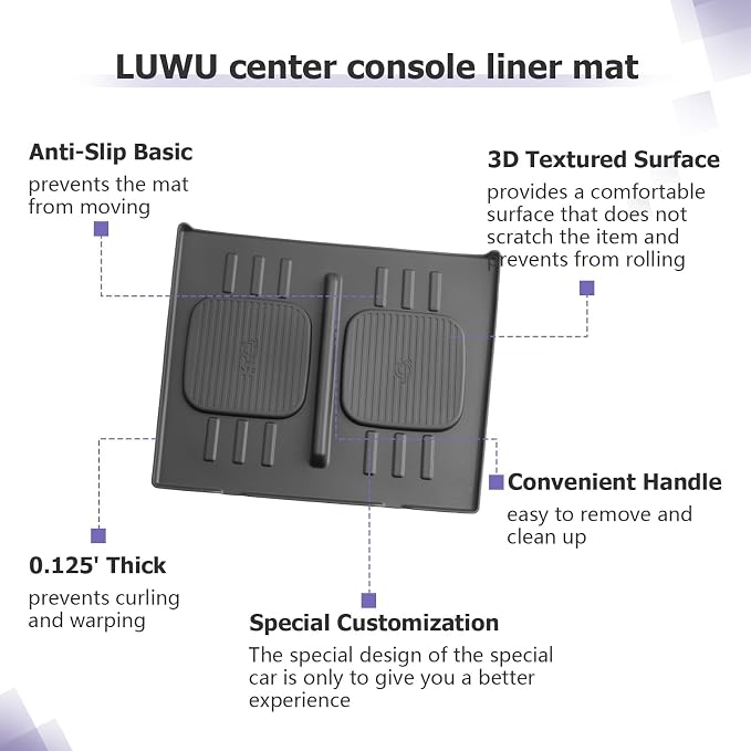 LUWU 2026 Santa Fe Wireless Charging Anti-Slip Mat Compatible with 2024 2025 2026 Santa Fe Accessories Silicone Protective Pad Liner Protective Pad Center Console Phone Charger Liner Mat Black