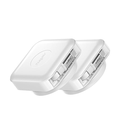 Fasgear Under Desk Retractable USB C Cable White Type-C Cord 60W PD/PPS Fast Charging Compatible for iPhone 17 16 15 Pro/iPad Pro/MacBook/Samsung (2pack, 6.6ft)