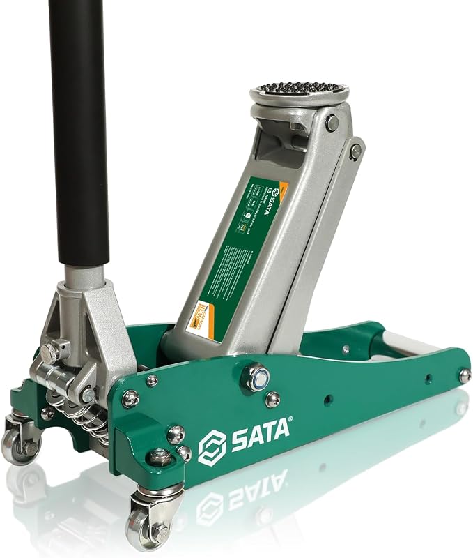 SATA 1.5-Ton (3,300 lb) Aluminum & Steel Hybrid Jack, Portable Design with Dual-Piston Quick Lift Pump, Tested for 1.5X Overload for Ultimate Safety