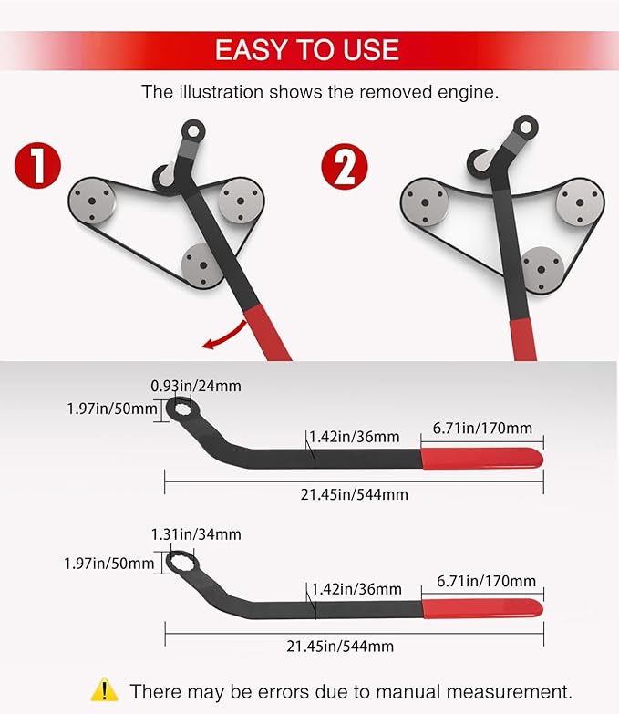 sixcow 2 Pack 1016 Serpentine Belt Tensioner Wrench Tool Set for All 2007+ Mini Cooper with N12, N14, N16, N18 Engines