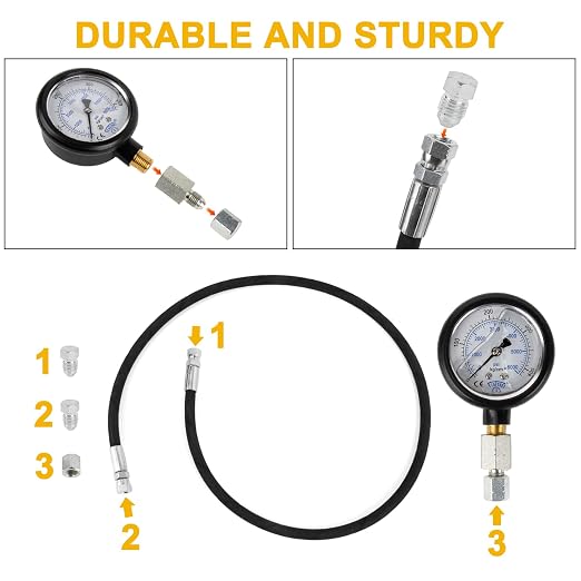 Hpop Test Tool High Pressure and Air Leak Test Gauge Tool Kit for F350 | Test Tool Kit for 6.0L 7.3L Engines, Steel and copper, detect intake system leaks, precision gauge diagnose abnormal noises