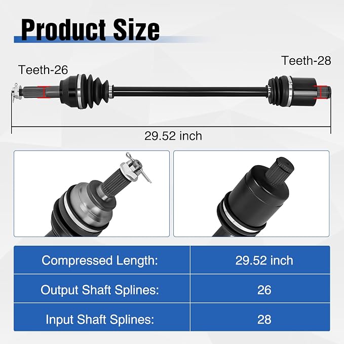Frokom Front CV Axle Drive Shaft for Polaris RZR XP/XP4 Turbo 2016 2017 2018 2019 2020 2021, RZR RS1 2018-2022, OEM 1333942