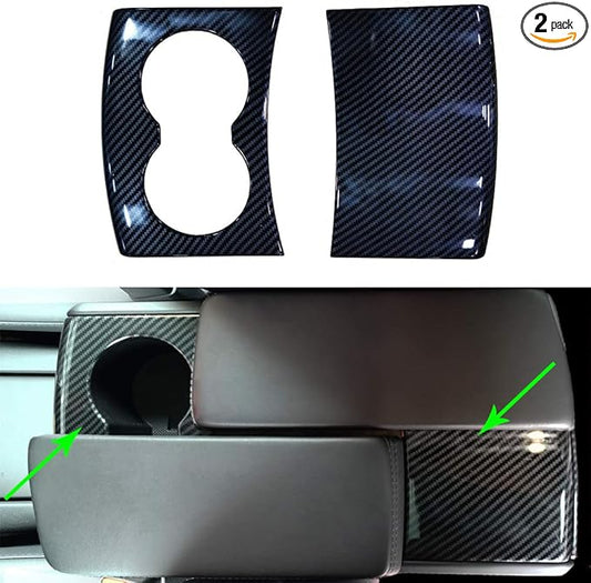 OBL Interior Cup Holder Cover for Tesla Model S Mode X 2016-2020 Car Accessories ABS Imitation Carbon Fiber Inner Decoration (Pack of 2)