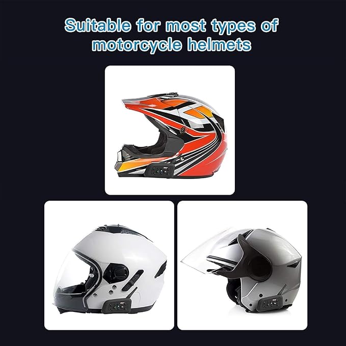 EJEAS V6 Motorcycle Bluetooth Headset, 2 Riders Motorcycle Intercom Helmet Communication System with Noise Reduction and Bluetooth 5.1 for Motorcycling Skiing and Climbing (1 Pack)