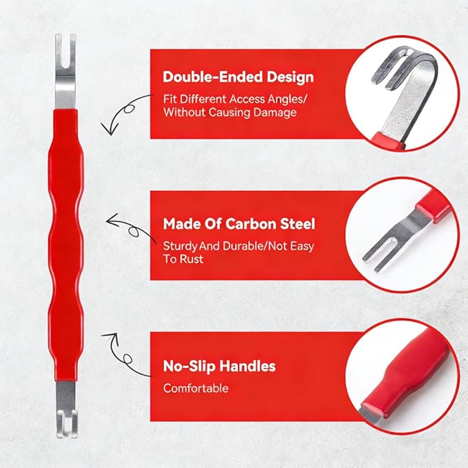 Automotive Electrical Disconnect Pliers Kit 5pc Fuel Line Tool Set Hose Clamp 60° Angled Connector Separator Trim Clip Removal Tools Plug Release & Wire Terminal Remover for Auto Repair
