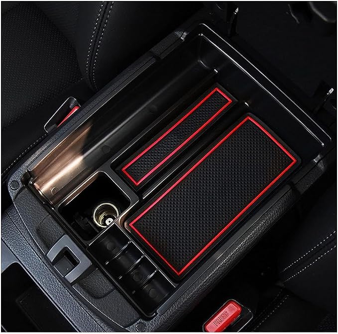LUWU Rogue Center Console Organizer for 2014 2015 2016 2017 2018 2020 N issan Rogue Accessories Armrest Console Storage Box Insert Tray ABS Material Red-Trim