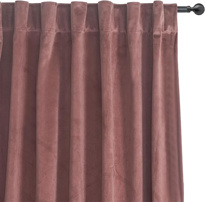 Roslynwood Luxury Soft Brick Dust Velvet Curtains 96 inches Long Back Tab Thermal Insulated Blackout Window Drapes for Living Room/Bedroom/Dining Room, W52 x L96, 2 Panels