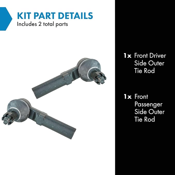 TRQ Outer Driver and Passenger Side Tie Rod Set 2 Piece Compatible with 84-95 Dodge Caravan 87-95 Dodge Grand Caravan 84-95 Plymouth Voyager 87-95 Plymouth Grand Voyager 82-95 Chrysler LeBaron
