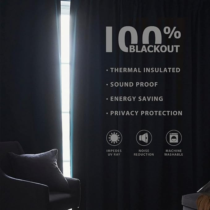 Joydeco Faux Linen Blackout Curtains for Bedroom,Light Grey Blackout Curtains 120 inches long,100% Blackout Solid Thermal Insulated Window Drapes Luxury Decor for Living Room（W52xL120 Inch,Light Grey）