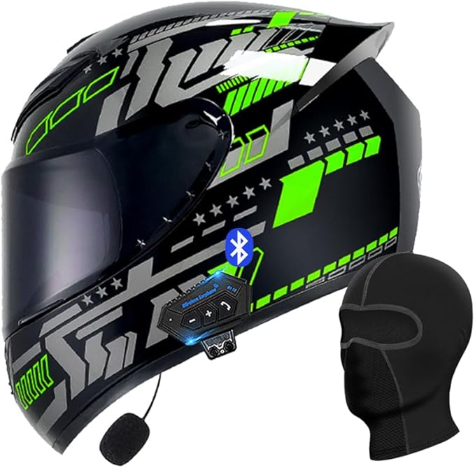 Motorcycle Bluetooth Full Face Flip Up Helmet, Integrated Bluetooth, DOT/ECE Approved, Multiple Vents, Adults 55-64CM