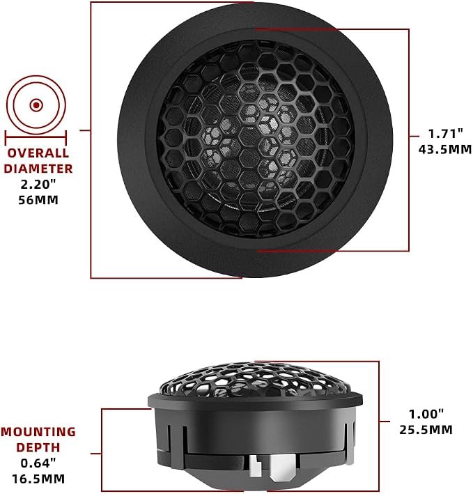 1 Inch Car Tweeters 300W Peak, Silk Dome Tweeter Speakers for Car Audio, 4 Ohm High Frequency Tweeters with Crossover, Surface/Flush Mount, Car Tweeters Pair for Clear Crisp Sound
