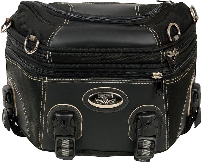 Milwaukee Leather MP8195 Small Black Textile and PVC Motorcycle Travel Rear Rack Bag - Small
