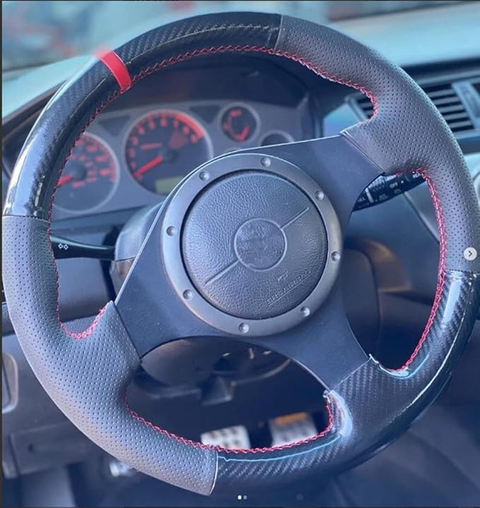 MEWANT Car Steering Wheel Cover for Mitsubishi Lancer Evolution 8 VIII 2003-2004 / Lancer Evolution 9 IX 2005-2006 Customized Hand Stitch