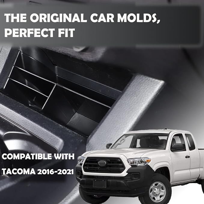 For Toyota Tacoma 2016-2020-23, Gear Shift Console Side Tray Organizer Gear, Shift Console Side Storage Box, Shifter Storage Box Interior Accessories, Central control storage box, Holds a U.S. Patent
