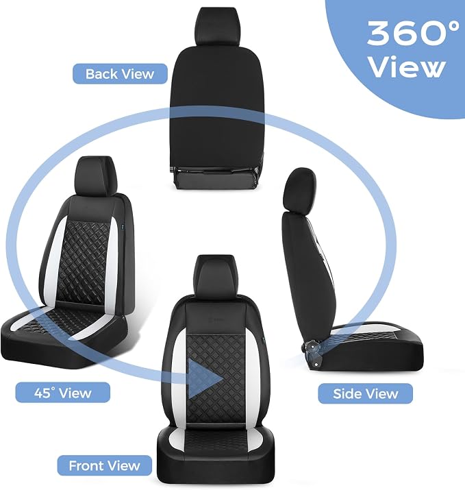 FLORICH Seat Covers, Front Seat Covers 2 PCs, Automotive Seat Cover for Cars, Luxury Leather Universal Seat Cover Accessories Fit for Most Cars SUV Truck Sedans(White)
