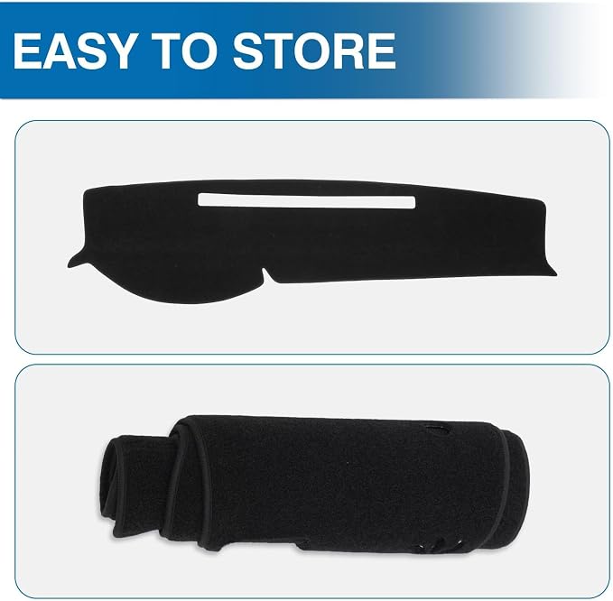 KUST Black Dash Cover for Toyota Tacoma 2005-2015 Pickup Non-Slip Dashboard Cover Polyester Center Console Dash Cover Interior Accessories for Tacoma Windshield Sunshade No Glare