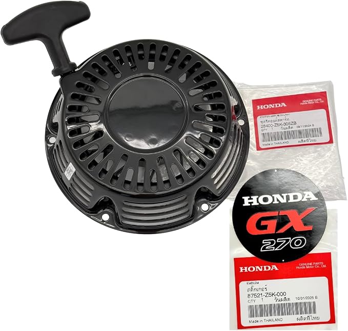KINDZA Genuine 28400-Z5K-305ZB Recoil Starter Assembly with Genuine Emblem 87521-Z5K-000 for Honda GX270 GX240 Engines WT30XK4 FRC800 Superseded by 28400-Z5K-013ZA