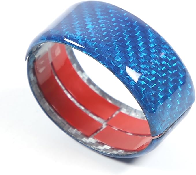 Daeiclru Real Carbon Fiber Steering Wheel Circle Cover Sticker Compatible with Chevrolet Corvette C8 Stingray 2020-2025, Steering Wheel Top Center Guide Decorative Accessories (Blue)