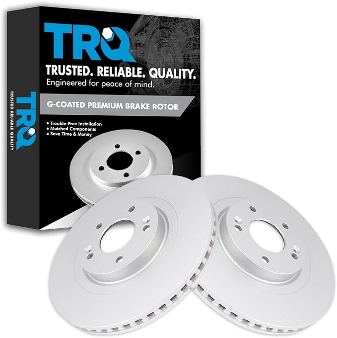 TRQ Front Brake Rotor Set G Coated Vented Compatible with 2013-2020 Hyundai Santa Fe 2013-2018 Santa Fe Sport 2019 XL 2014-2020 Kia Sorento
