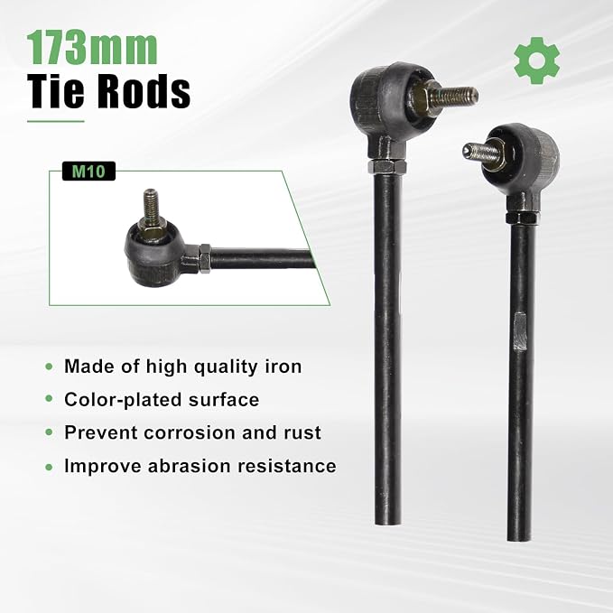 JNDO Go Kart Steering Gear Assembly 17.7" steering shaft + 19.3" rack and pinion steering + 6.9" Tie Rod End + 11.8" steering wheel for Coleman KT196/CK196 196cc Kandi 110cc