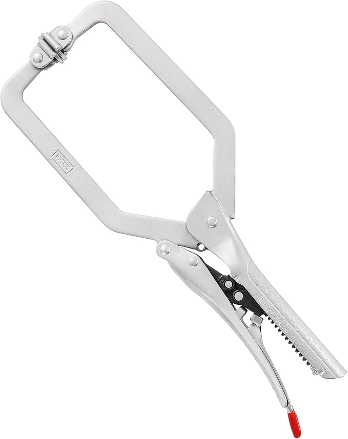 MAXPOWER 10.5 inch Self Adjusting Locking C Clamp, 3.9 inch Jaw Capacity, Long Reach Automatic Locking C-Clamps Pliers with Swivel Pad