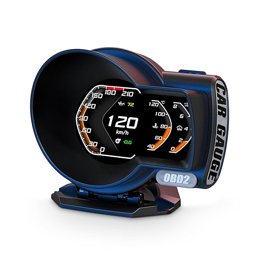 obd2 Gauges Display Car HUD Head Up Display F8 Plus,OBD+GPS Gauge, Digital Speedometer for Car with Water Temperature, Voltage, Fuel Consumption, RPM,obd2 Gauge Speedometer Suitable for All Car