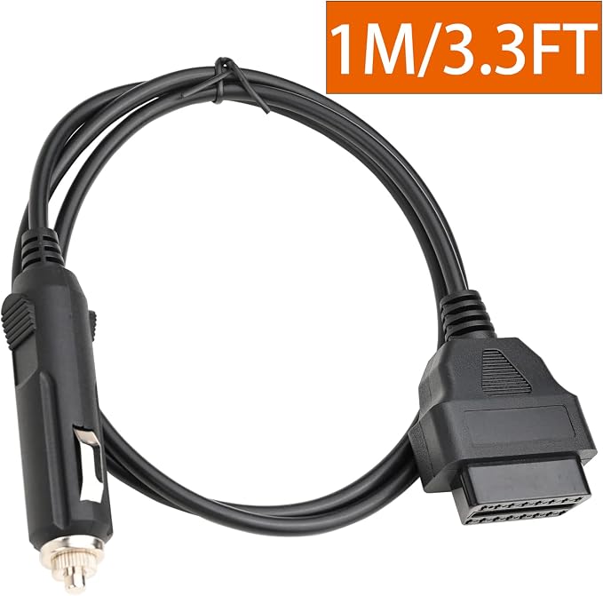 1M/3.3ft Car OBD2 Vehicle ECU Emergency Power Supply Cable Car Memory Save Any 12V DC Power Source with Cigarette Lighter to OBD Female Connector Cable Adapter Black (Pack of 5)