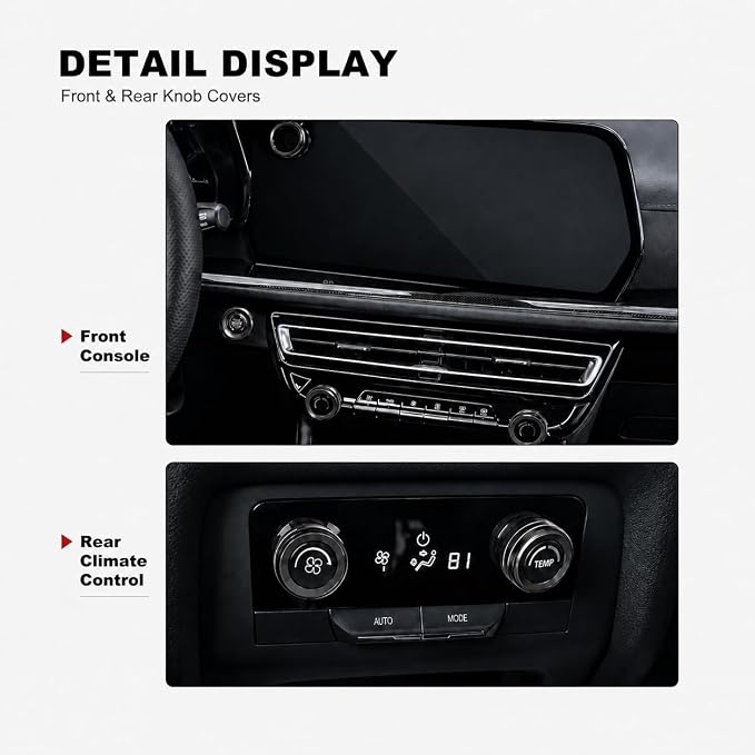 2024-2026 Chevy Traverse Accessories, 7PCS Aluminum Alloy Knob Cover Trim Set, Interior Control Knob Rings with Enhanced Grip (Black)