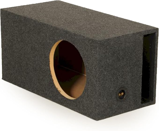 QPower 15 Inch Heavy Duty Single Vented Carpet Covered Durable Car Audio Extra Large Vehicle Subwoofer Enclosure Woofer Box, Charcoal Gray