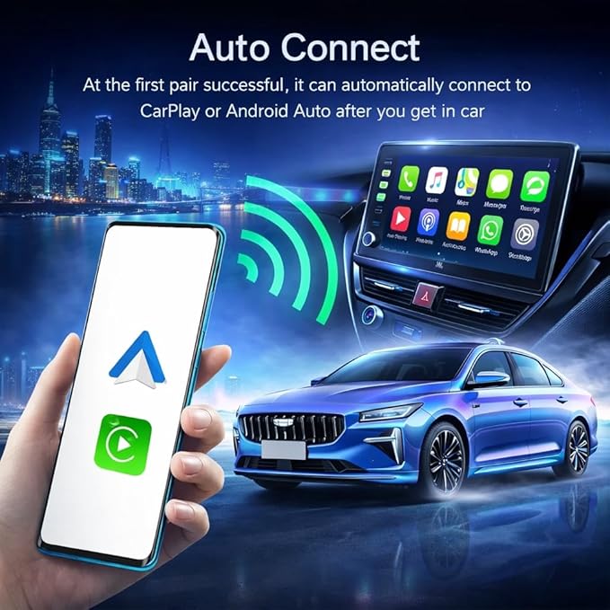 New Smart Wireless CarPlay Adapter for Apple iPhone – Slim & Super Small USB Dongle, Converts Wired CarPlay to Wireless, Stable Connection, Compatible with OEM Wired CarPlay Vehicles & iOS 10+ (White)