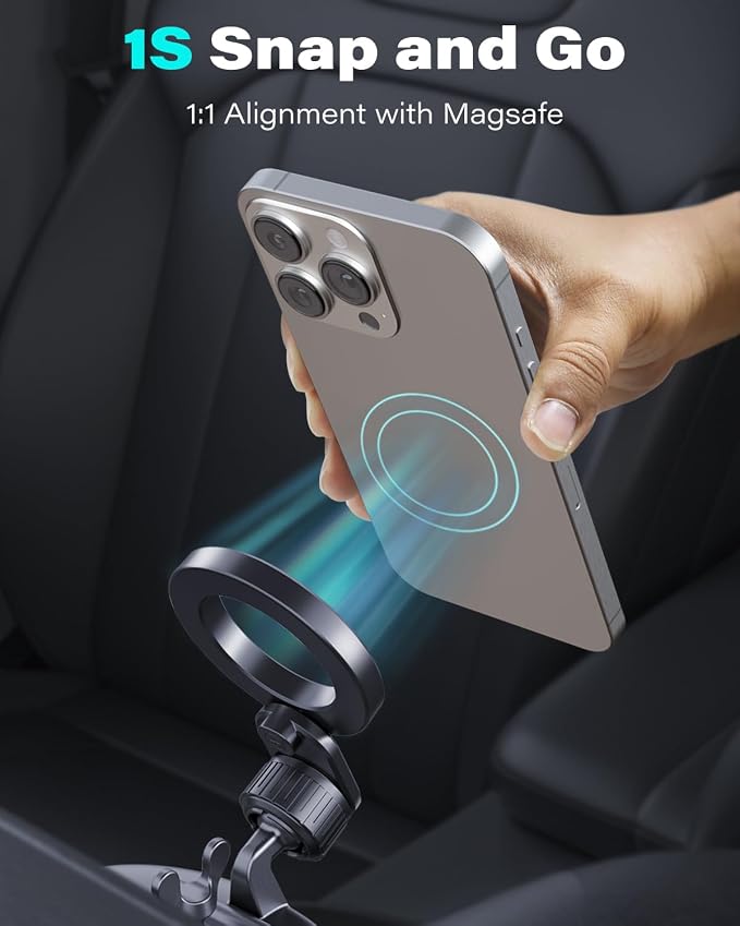 1Zero for Magsafe CD Phone Holder for Car [17 Strong Magnets] Magnetic CD Player Phone Mount, Hollow Socket CD Slot Phone Mount for iPhone 17 16 15 14 13 12 Series Pop Grip Ring Holder Magsafe Case