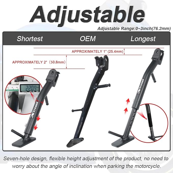 Xitomer 3'' Adjustable Kickstand Fit for GSX-R600 / GSX-R750 2011-2026 GSXR 600 GSXR 750 Motorcycle Adjustable Side Stand Foot Side Support