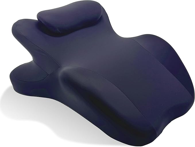 Memory Foam Wedge Pillow Ergonomic Reading Pillow, Comfortable and Supportive Back Support Prone Pillow to Relax Neck and Back for Reading, Watching TV, Sleeping on Your Stomach in Bed-Navy Blue