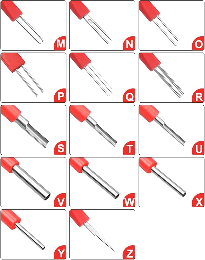 DAYDOOR Terminal Removal Tool Kit, 26 Pcs Depinning Tool Pin Removal Tool Kit, Connector Pin Removal Tool, Pin Extractor Tool Kit for Automotive Car Universal Vehicle Wire Harness（Red）