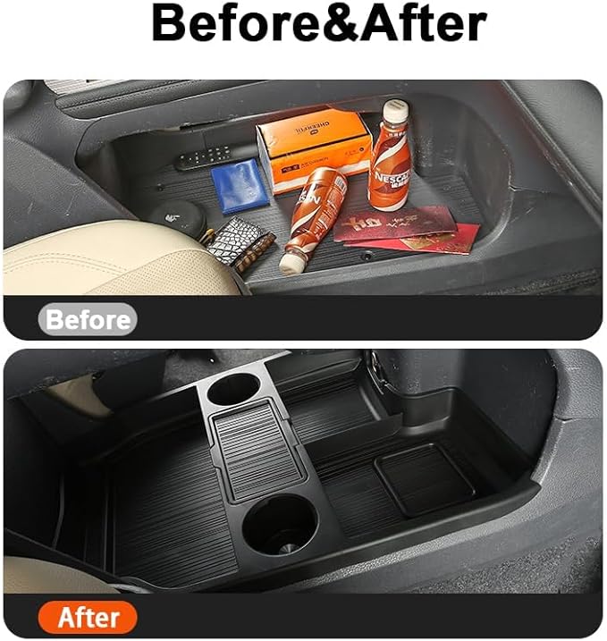 JYCDC Lower Center Console Organizer Compatible with Toyota Sienna 2021–2026, Under Bridge Storage Tray with Cup Holders, Floor Insert Box Interior Accessories (Center Console Organizer)