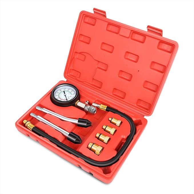 DNA Motoring 8PCS Compression Gauge Compression Tester Kit with M10 M12 M14 M18 Adapters for Car Truck ATV Motorcycle, TOOLS-00334