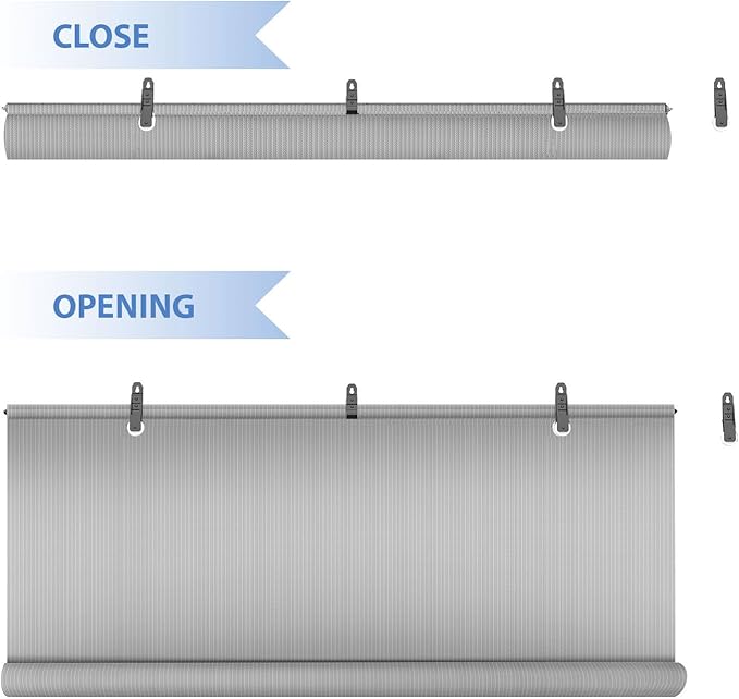 E&K Sunrise 7'W x 14.5'H Roll Up Outdoor Roller Shade Blind Sun Shade UV Block for Patio, Porch, Backyard, Gazebo, Deck, Pergola (Gray)