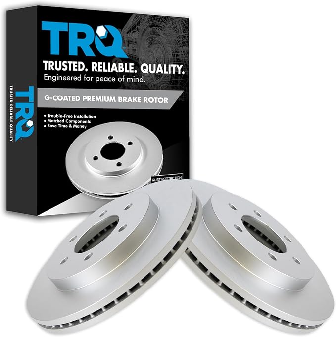 TRQ Front Brake Rotor Set G Coated Vented Compatible with 2004-2008 Ford F-150 2006-2008 Lincoln Mark LT