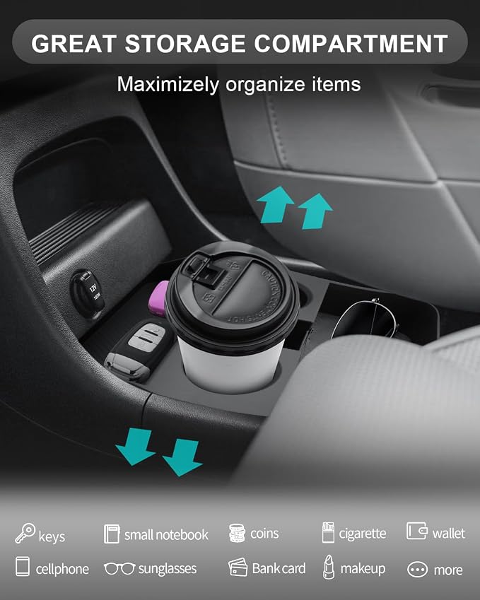CDEFG for 2026 Hyundai Palisade Lower Console Organizer with Cup Holder | for 2026 Hyundai Palisade Accessories, Under Console Floor Organizer Storage Box with Cup Holder Insert Tray