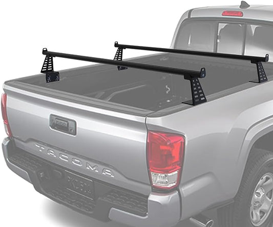Adjustable 65.4”Heavy Duty Truck Bed Rack Cross Bars（2PCS） for Mid-Size Trucks with Soft Roll-Up, Hard Rolling,Tri-Fold, Retract Hard Tonneau Covers|Aluminum Cross Bars|Fits Kayak Racks, Bike Racks
