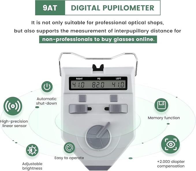 Huanyu Pupilometer Led Pd Meter with Upgrated Nose Pad Pupil Distance Meter Brightness Accuracy Adjustable Pupillometers CE Approved 45-82mm