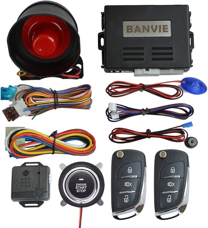 BANVIE Car Alarm System with Remote Start and Smart Push Start Button
