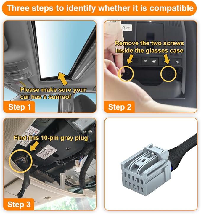 Dash Camera Power Adapter (10-Pin) for Mazda, Connects to Sun Roof, LED Display, Built-in USB Power Source, Easy to Install, 5V 12V Output, D3-027