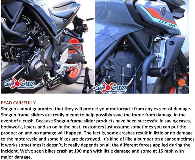 Shogun USA Made Yam MT-03 MT 03 MT03 2016 2017 2018 2019 2020 2021 2022 2023 2024 2025 2026 NO CUT Complete Kit Includes Bar Ends Swing Arm Spools and Frame Sliders Black - 755-6149